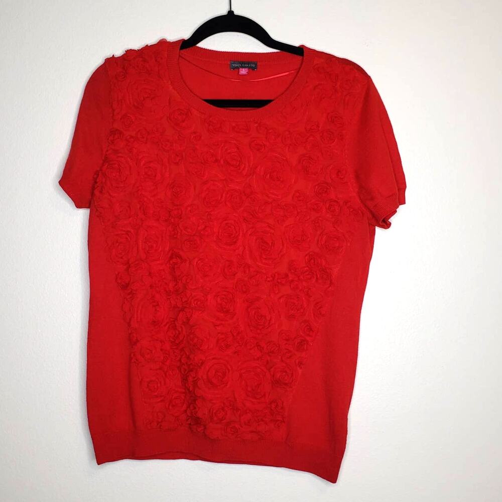 Vince Camuto| Red Flowers Pullover Sweater